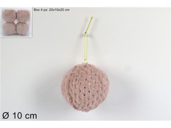 PALLE 10CM 4PZ PELLICCIA ROSA